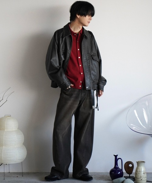 ウィムレザーブルゾンARTIFICIAL GRAIN SHORTBLOUSON ARTIFICIAL GRAIN SHORT BLOUSON（ブルゾン）｜WYM LIDNM