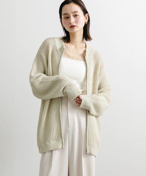 SENSE OF PLACE by URBAN RESEARCH（センスオブプレイスバイアーバンリサーチ）の「『ユニセックス』『洗濯可』シアーメッシュドライバーズカーディガン（カーディガン/ボレロ・メンズ・ブラック/アイボリー/ミント・LARGE/MEDIUM）」の8枚目の写真