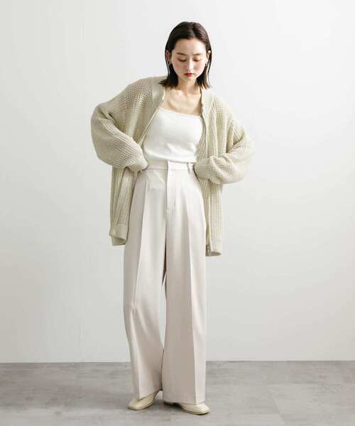 SENSE OF PLACE by URBAN RESEARCH（センスオブプレイスバイアーバンリサーチ）の「『ユニセックス』『洗濯可』シアーメッシュドライバーズカーディガン（カーディガン/ボレロ・メンズ・ブラック/アイボリー/ミント・LARGE/MEDIUM）」の10枚目の写真