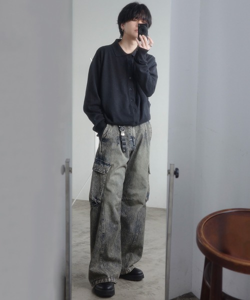 VINTAGE WASHED DENIM CURVED CARGO（デニムパンツ）｜WYM LIDNM