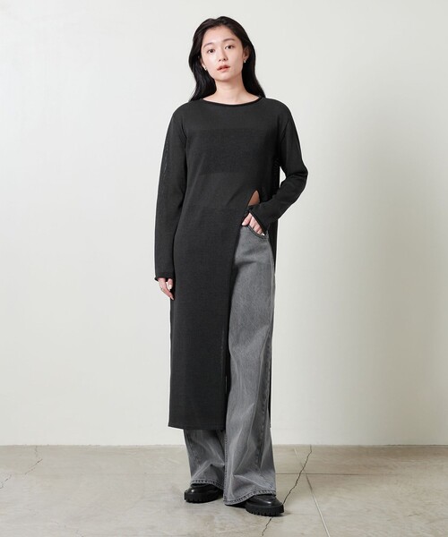 【新品未使用】ユナイテッドアローズ☆限定☆リネンワンピース☆ブラック UNITED ARROWS＞フォーマル ワンピース P （ミニ丈・ひざ丈