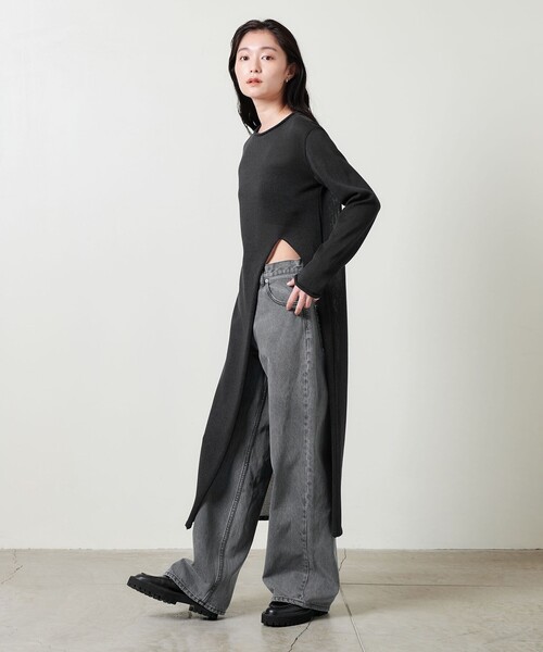 MARW UNITED ARROWS(マルゥ ユナイテッドアローズ)の「<MARW UNITED ARROWS>ペーパー スリット ワンピース(ワンピース・レディース・ブラック/ライトグレー・FREE)」の12枚目の写真