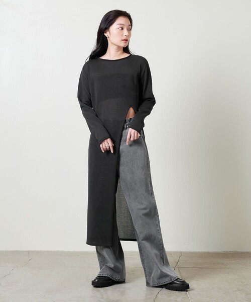 MARW UNITED ARROWS(マルゥ ユナイテッドアローズ)の「<MARW UNITED ARROWS>ペーパー スリット ワンピース(ワンピース・レディース・ブラック/ライトグレー・FREE)」の13枚目の写真