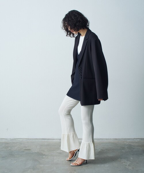 CODE A（コードエー）の「lace knit pants（その他パンツ・レディース・オフホワイト/ブラック・00）」の8枚目の写真