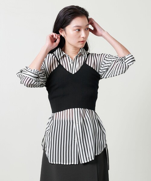 ＜MARW UNITED ARROWS＞ストライプ シアー オーバーシャツ セール】＜MARW UNITED ARROWS＞ストライプ シアー オーバー