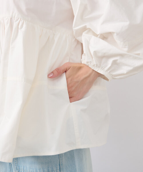 La boutique BonBon（ラブティックボンボン）の「ギャザーボリュームブルゾン（ブルゾン・レディース・ライトベージュ/ホワイト・FREE）」の14枚目の写真