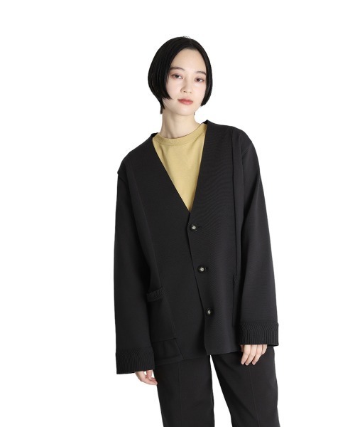 BALLAST ARK（バラストアーク）の「BALLAST ARK / バラストアーク：ECO BLUE KNIT JACKET：BA11-KJ01[AST]（ノーカラージャケット・メンズ・ネイビー/チャコール・L/M）」の16枚目の写真