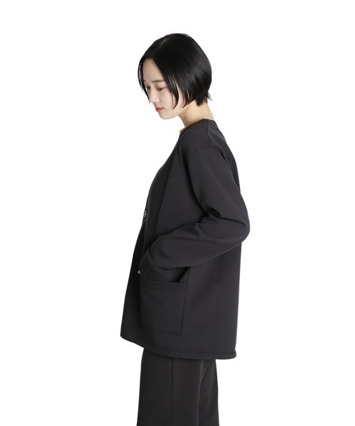 BALLAST ARK（バラストアーク）の「BALLAST ARK / バラストアーク：ECO BLUE KNIT JACKET：BA11-KJ01[AST]（ノーカラージャケット・メンズ・ネイビー/チャコール・L/M）」の17枚目の写真