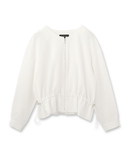 INDIVI（インディヴィ）の「【洗える／凹凸素材】ドロストデザインショート丈ブルゾン（ブルゾン・レディース・ホワイト/ブラック・38/34/05/15 /13）」の3枚目の写真