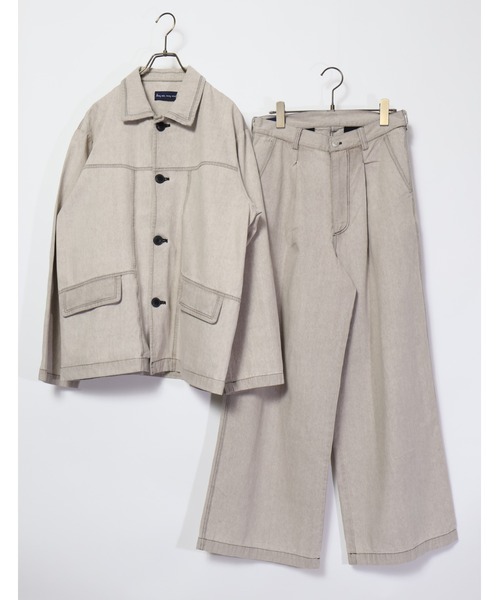 many men many mind(メニーメンメニーマインド)の「many men many mind /8ozデニム カバーオール、トラウザーパンツ セットアップ(セットアップ・メンズ・ブラック/ネイビー/グレー・MEDIUM/LARGE)」の2枚目の写真