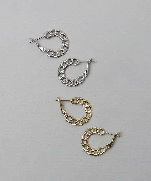 ieLS(イエルズ)の「金属アレルギー対応「ieLS」ステンレス チェーンフープピアス(ピアス(両耳用)・レディース・ゴールド/シルバー・ONE SIZE)」の2枚目の写真