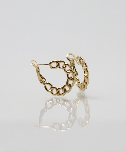 ieLS(イエルズ)の「金属アレルギー対応「ieLS」ステンレス チェーンフープピアス(ピアス(両耳用)・レディース・ゴールド/シルバー・ONE SIZE)」の4枚目の写真
