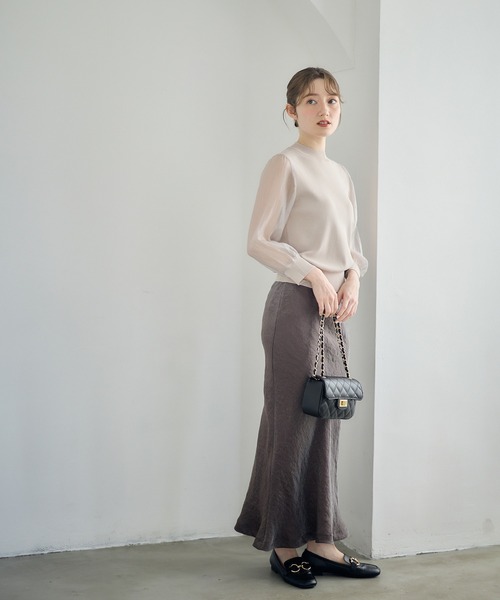12Twelve Agenda（トゥエルブ　アジェンダ）の「プチハイネック異素材スリーブニットプルオーバー（ニット/セーター・レディース・グレイッシュベージュ/ブラック/オフホワイト・M）」の11枚目の写真