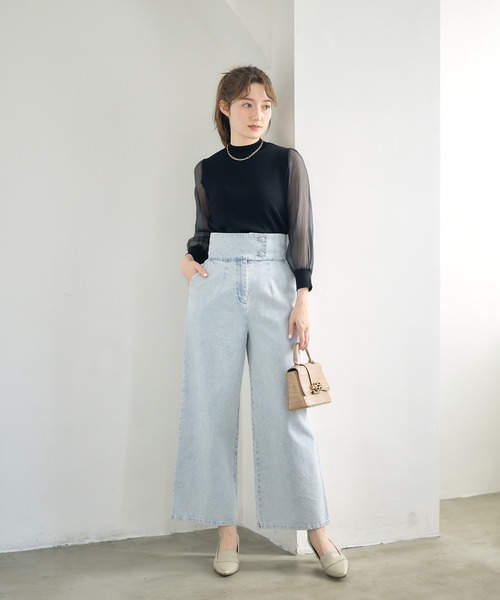 12Twelve Agenda（トゥエルブ　アジェンダ）の「プチハイネック異素材スリーブニットプルオーバー（ニット/セーター・レディース・グレイッシュベージュ/ブラック/オフホワイト・M）」の15枚目の写真