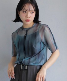 【cheriella】前後2WAYウェーブホールマーブルシアートップス半袖 2-WAY WAVE HOLE MARBLE SHEER SHORT TOPS