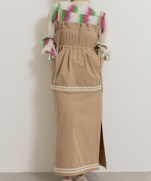 THE GOODLAND MARKET(ザグッドランドマーケット)の「cwtch MULTI LAYERED TIGHT SKIRT(ワンピース・レディース・ピンク/ブラウン/ライトベージュ・FREE)」の3枚目の写真