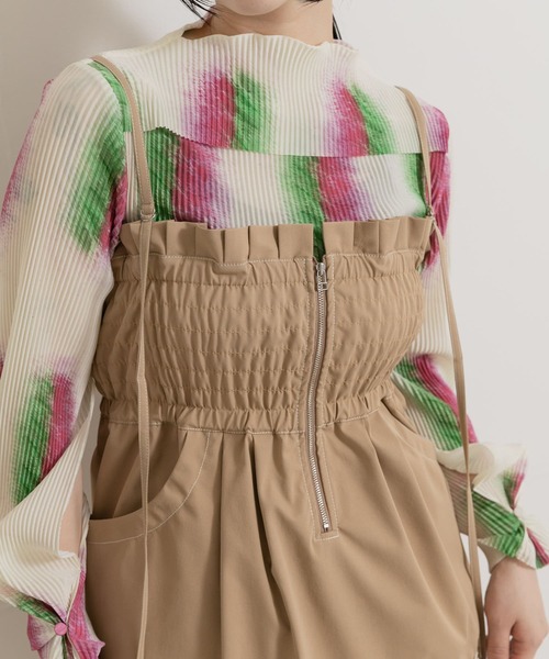 THE GOODLAND MARKET(ザグッドランドマーケット)の「cwtch MULTI LAYERED TIGHT SKIRT(ワンピース・レディース・ピンク/ブラウン/ライトベージュ・FREE)」の4枚目の写真