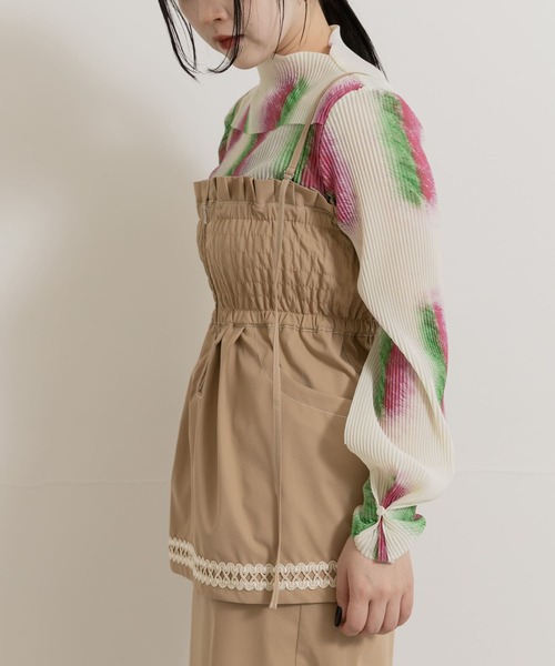 THE GOODLAND MARKET(ザグッドランドマーケット)の「cwtch MULTI LAYERED TIGHT SKIRT(ワンピース・レディース・ピンク/ブラウン/ライトベージュ・FREE)」の6枚目の写真