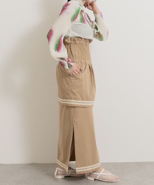 THE GOODLAND MARKET(ザグッドランドマーケット)の「cwtch MULTI LAYERED TIGHT SKIRT(ワンピース・レディース・ピンク/ブラウン/ライトベージュ・FREE)」の13枚目の写真