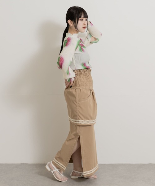 THE GOODLAND MARKET(ザグッドランドマーケット)の「cwtch MULTI LAYERED TIGHT SKIRT(ワンピース・レディース・ピンク/ブラウン/ライトベージュ・FREE)」の15枚目の写真