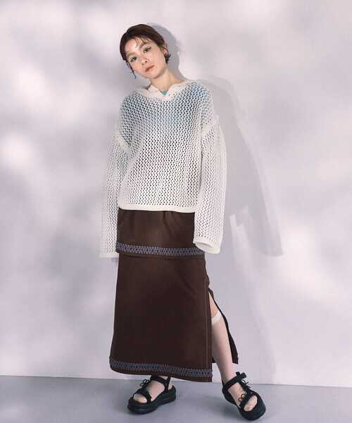 THE GOODLAND MARKET(ザグッドランドマーケット)の「cwtch MULTI LAYERED TIGHT SKIRT(ワンピース・レディース・ピンク/ブラウン/ライトベージュ・FREE)」の21枚目の写真