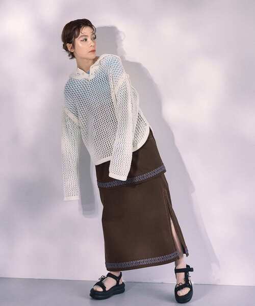 THE GOODLAND MARKET(ザグッドランドマーケット)の「cwtch MULTI LAYERED TIGHT SKIRT(ワンピース・レディース・ピンク/ブラウン/ライトベージュ・FREE)」の22枚目の写真