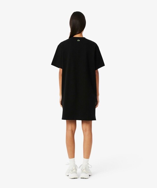 LACOSTE シャツワンピース ルーズフィット5分袖ポロドレス