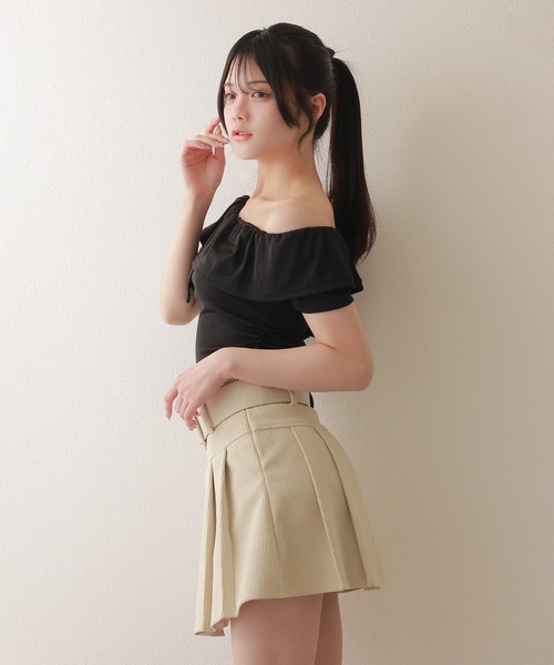 M DOLLY(エムドリー)の「asymmetry frill offshoulder tops/アシンメトリーフリルオフショルダートップス(Tシャツ/カットソー・レディース・ブラック/ブルー/ホワイト/ピンク・S/M)」の10枚目の写真