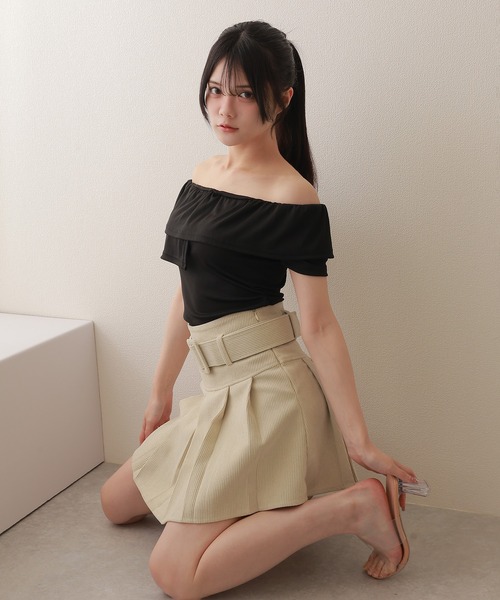 M DOLLY(エムドリー)の「asymmetry frill offshoulder tops/アシンメトリーフリルオフショルダートップス(Tシャツ/カットソー・レディース・ブラック/ブルー/ホワイト/ピンク・S/M)」の11枚目の写真