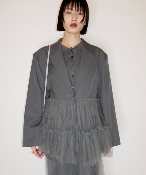 HONEY MI HONEY tulle peplum jacket ジャケット tulle peplum jacket（テーラードジャケット）｜HONEY MI HONEY