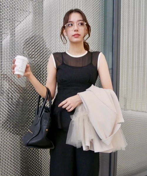 HONEY MI HONEY(ハニーミーハニー)の「tulle peplum jacket(テーラードジャケット・レディース・グレー/ブラック/ベージュ・FREE)」の17枚目の写真