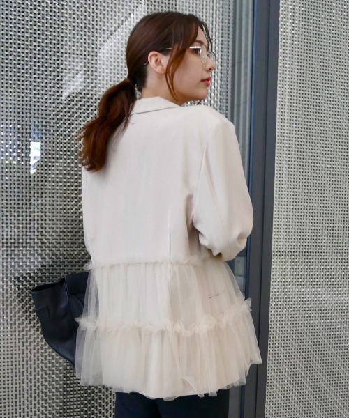 HONEY MI HONEY(ハニーミーハニー)の「tulle peplum jacket(テーラードジャケット・レディース・グレー/ブラック/ベージュ・FREE)」の16枚目の写真