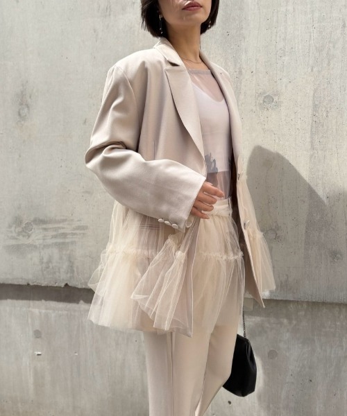 HONEY MI HONEY(ハニーミーハニー)の「tulle peplum jacket(テーラードジャケット・レディース・グレー/ブラック/ベージュ・FREE)」の9枚目の写真