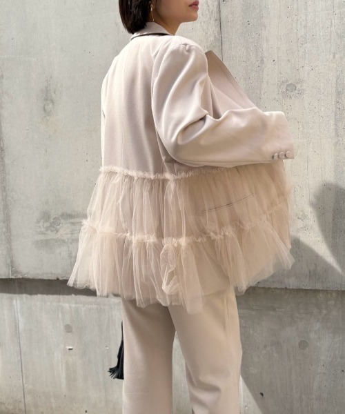 セール】tulle peplum jacket（テーラードジャケット）｜HONEY MI
