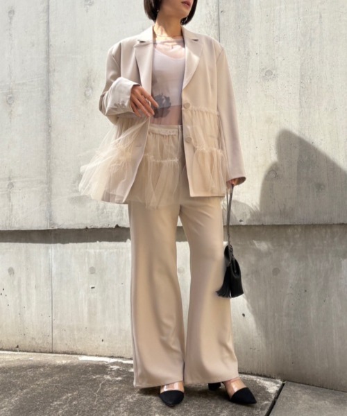 HONEY MI HONEY(ハニーミーハニー)の「tulle peplum jacket(テーラードジャケット・レディース・グレー/ブラック/ベージュ・FREE)」の12枚目の写真