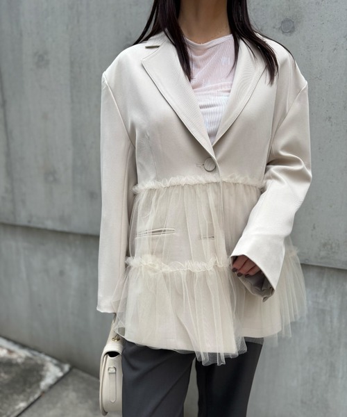 HONEY MI HONEY tulle peplum jacket ジャケット tulle peplum jacket（テーラードジャケット）｜HONEY MI HONEY