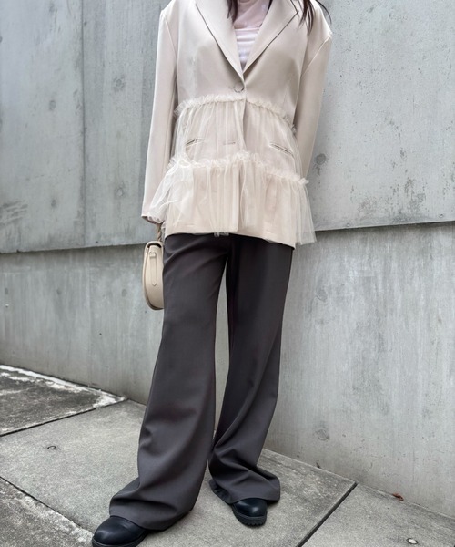 HONEY MI HONEY(ハニーミーハニー)の「tulle peplum jacket(テーラードジャケット・レディース・グレー/ブラック/ベージュ・FREE)」の21枚目の写真