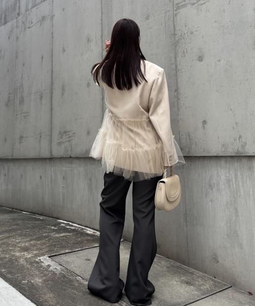 HONEY MI HONEY(ハニーミーハニー)の「tulle peplum jacket(テーラードジャケット・レディース・グレー/ブラック/ベージュ・FREE)」の22枚目の写真