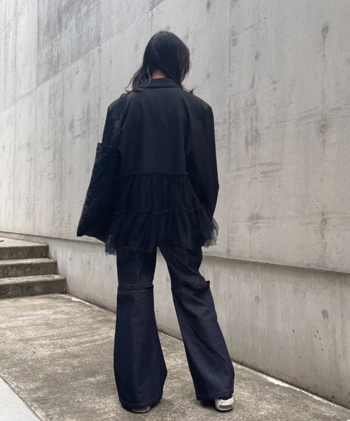 HONEY MI HONEY tulle peplum jacket ジャケット HONEY MI HONEY HONEYらしいチュールデザインのオーバーシルエット