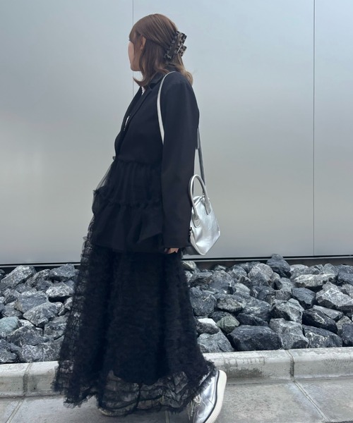 HONEY MI HONEY tulle peplum jacket ジャケット HONEY MI HONEY HONEYらしいチュールデザインのオーバーシルエット