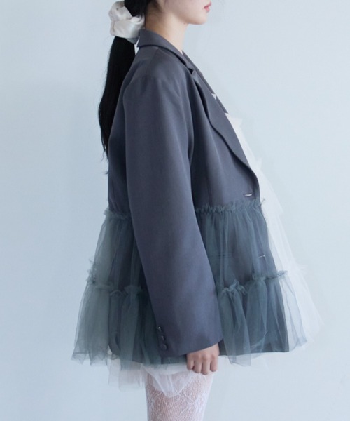 セール】tulle peplum jacket（テーラードジャケット）｜HONEY MI