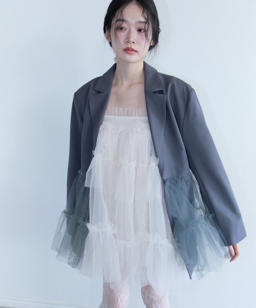 セール】tulle peplum jacket（テーラードジャケット）｜HONEY MI
