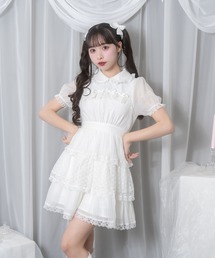 Honey cinnamon 3段フリルシフォンワンピース　ホワイト 3段フリルシフォンワンピース – BUNNY APARTMENT