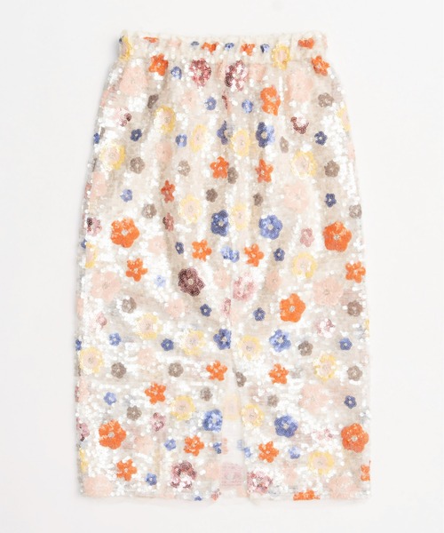 Colorful Flower Sequin Skirt/カラフルフラワースパンコール