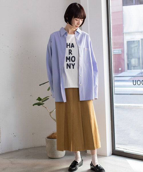 POU DOU DOU(プードゥドゥ)の「ポイント刺繍オーバーサイズシャツ(シャツ/ブラウス・レディース・ブルー/キナリ/ブラック・M)」の20枚目の写真