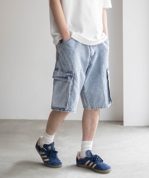 【関税込み】SLVRLAKE ブルー Baggy Grace デニムショートパンツ セール】Levi's 478 BAGGY CARGO SHORTS 001GU(カーゴパンツ