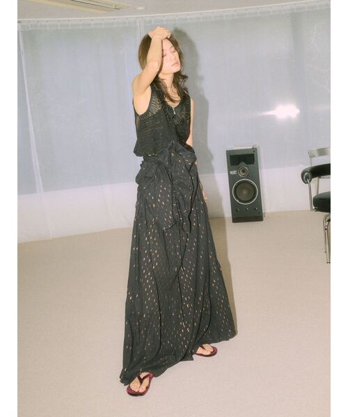 Ungrid（アングリッド）の「【Htage】ラメドビーボリュームワンピース（ワンピース・レディース・ブラック/オフホワイト・FREE）」の6枚目の写真