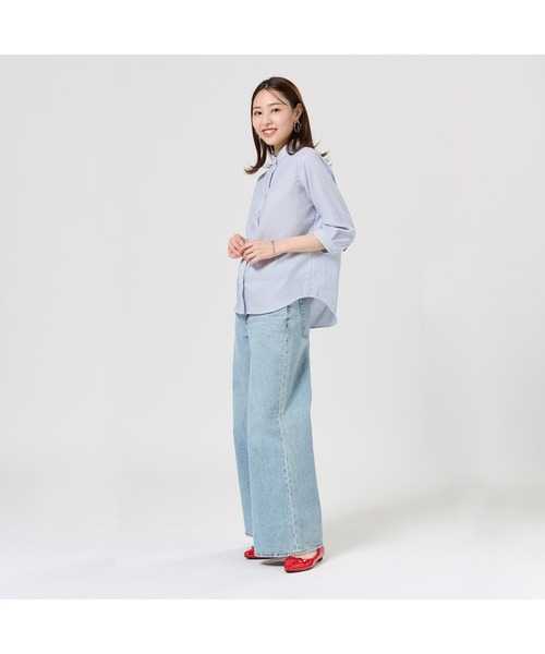 TOKYO SHIRTS(トウキョウシャツ)の「【Pitta Re:)】 レディースカジュアルシャツ Wガーゼ 七分袖 綿100%(シャツ/ブラウス・レディース・ブルー・LL/M/L/S)」の7枚目の写真