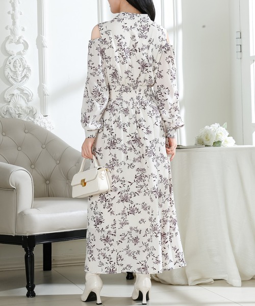 Lace Ladies(レースレディース)の「花柄 襟付き オフショル風 デザイン ロング ワンピース(ワンピース・レディース・ベージュ/ラベンダー/ブラック・S/FREE)」の7枚目の写真