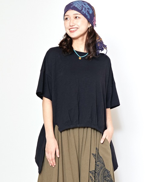 チャイハネ(チャイハネ)の「【チャイハネ】フォイルコットンジャージトップス(Tシャツ/カットソー・レディース・オレンジ/パープル系その他/ホワイト/ブラック・FREE)」の3枚目の写真